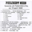Philibert Mees speelde dit pianorecital op 18 april 1988